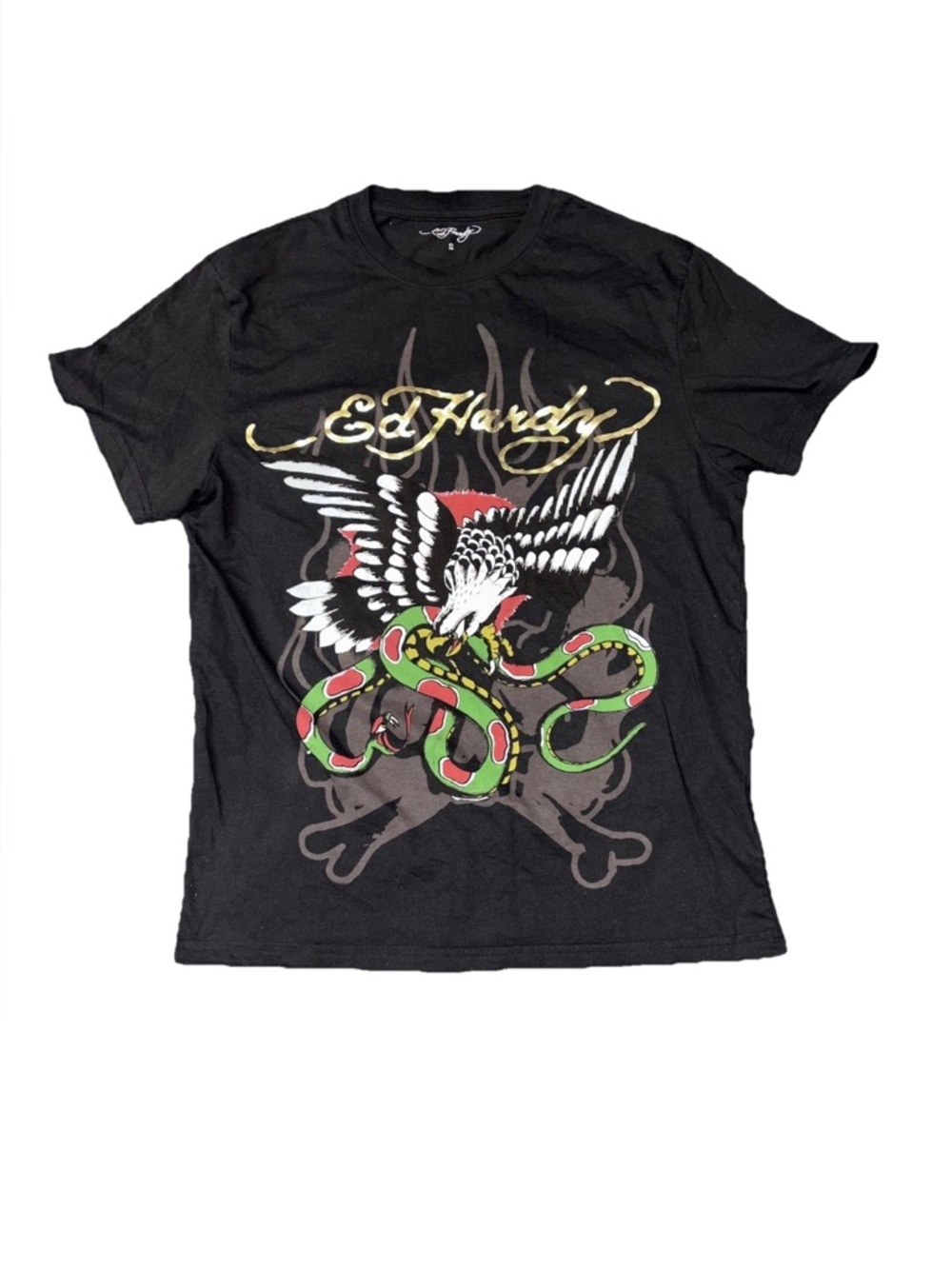 Ed Hardy Eagle Snake Graphic Tee T-Shirt in Black Size Small